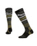 Pair of XTM Trooper socks in Dark Grey Marle with olive and white stripes and a mountain-ridge band