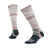 Pair of XTM Trooper socks in Fog, pale grey and dusty pink stripes with a dark teal heel and toe