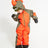 XTM Kids Rugrats II Snow Suit in Kalamata Dino, front view on a child with the dino hood up