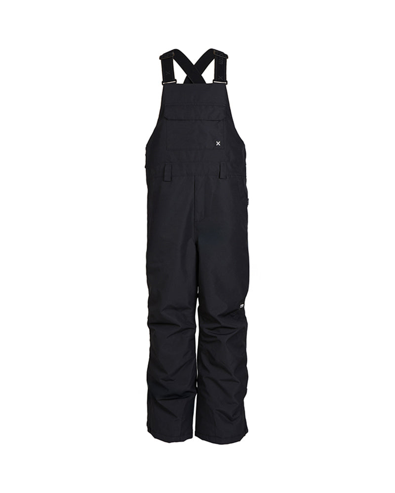 XTM Kids Bailey Ski Pant in Black, flat product shot with adjustable shoulder straps