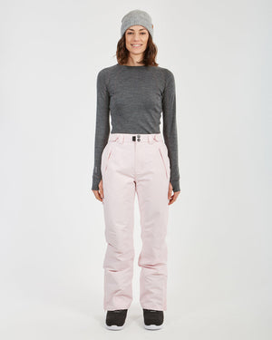 Woman wearing the Blossom XTM Smooch ski pants and grey beanie, full-length front view
