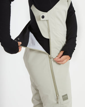 Side zip of the Stone Grey XTM Stellar 2.0 opened to drop the bib panel