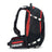 USWE Flow 25L protector pack side profile in black and red, white compression straps and USWE waist belt