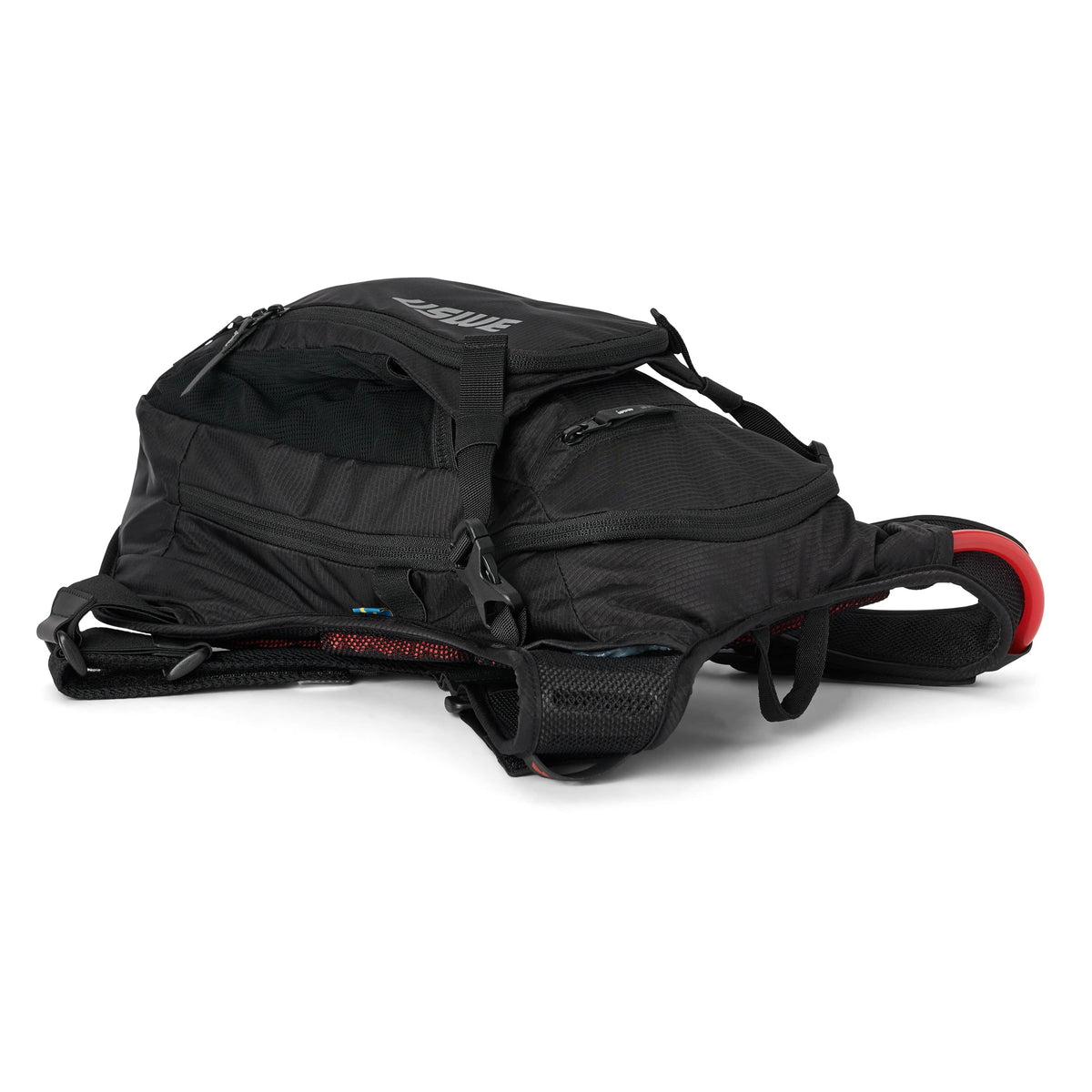 USWE MTB Hydro 9L in Black lying flat, top view