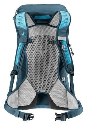 Back of the Deuter AC Lite 14 SL in Lagoon Atlantic with mesh back panel and padded shoulder straps