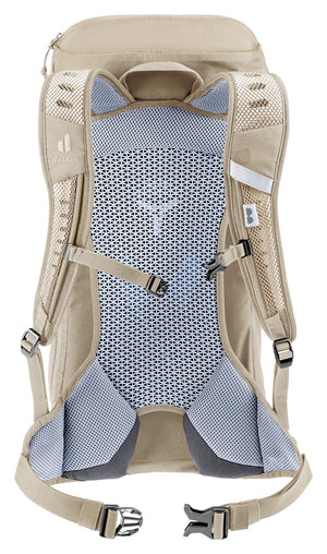 Deuter AC Lite 16 in Alu Greystone from behind, ventilated mesh back and hip fins