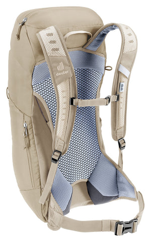 Deuter AC Lite 16 in Alu Greystone, rear three-quarter view with hip fin buckle