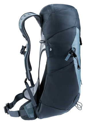 Deuter AC Lite 16 in Atlantic Ink, side profile with mesh side pocket and spring steel frame arc
