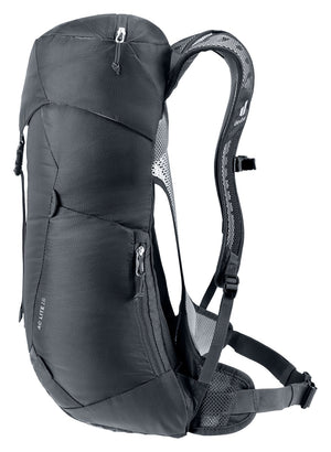 Deuter AC Lite 16 in Black, front three-quarter view showing the side smartphone pocket