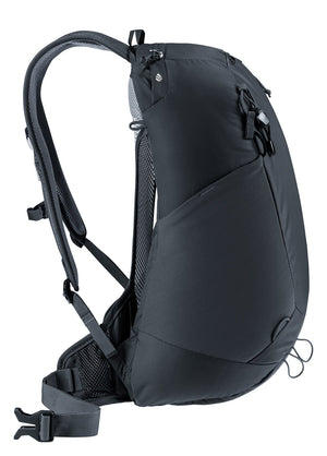Deuter AC Lite 17 in Black, side profile showing the curved body and ventilated gap at the back