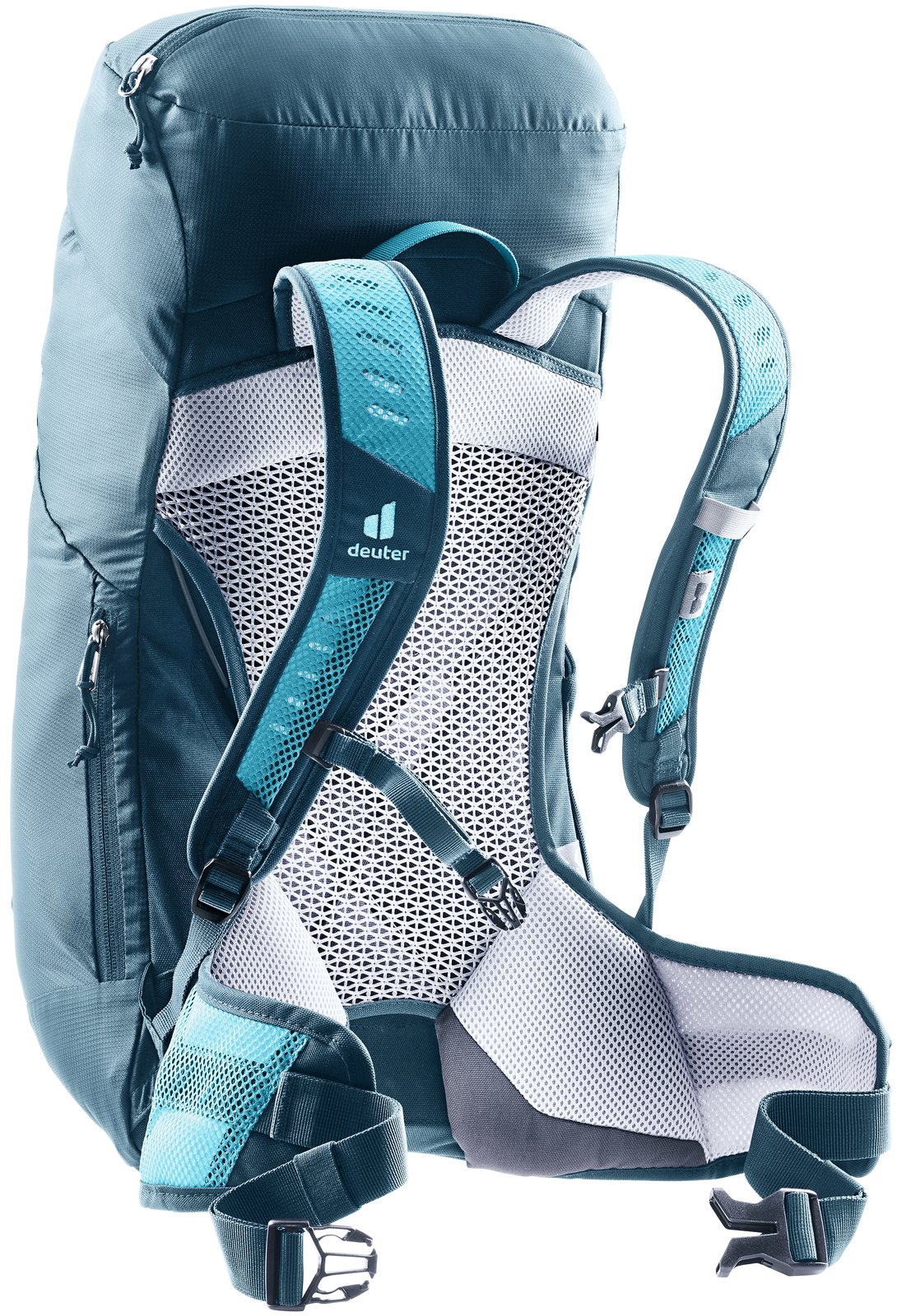 Deuter AC Lite 22 SL in Lagoon Atlantic, rear three-quarter view of the women's fit harness