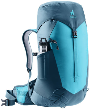 Deuter AC Lite 22 SL in Lagoon Atlantic, front three-quarter view with bottle in side pocket