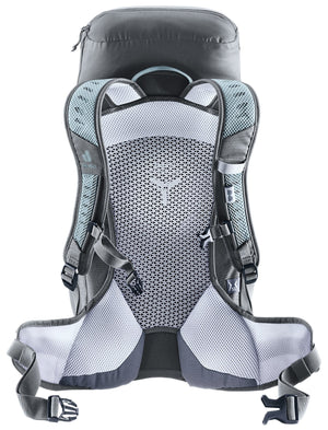 Back of the Deuter AC Lite 22 SL in Shale Graphite showing the Aircomfort mesh panel and hip fins