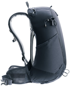 Side profile of the Deuter AC Lite 23 showing the curved frame and the air gap behind the mesh back