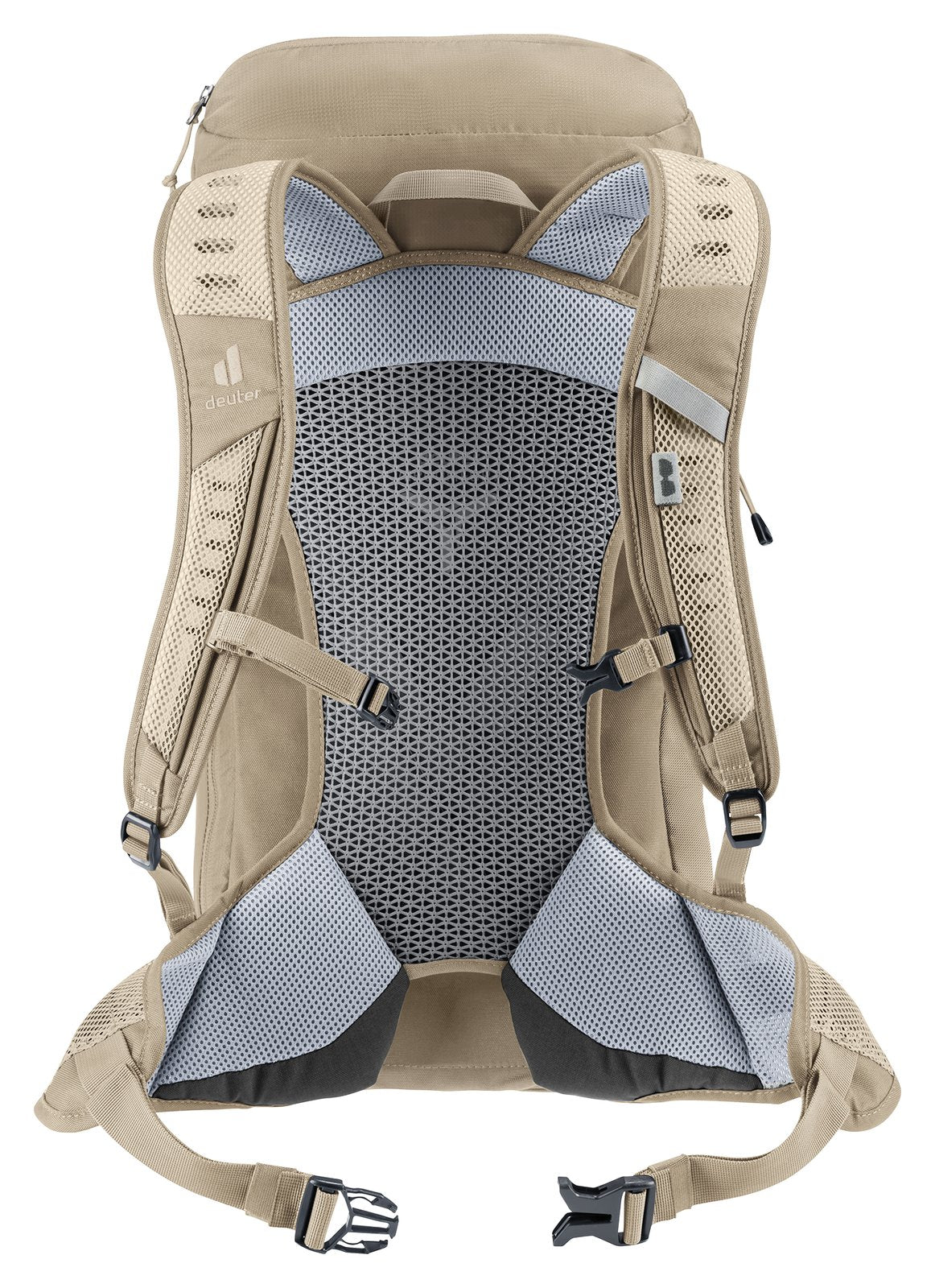 Deuter AC Lite 24 in Alu Greystone from behind, mesh back panel with sternum strap