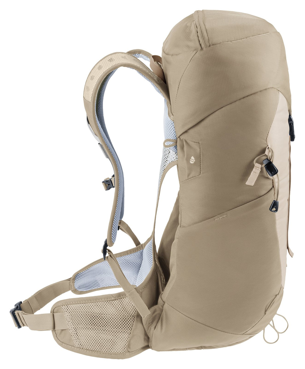 Deuter AC Lite 24 in Alu Greystone, side view with mesh hip fin and side pocket