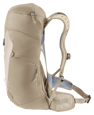 Deuter AC Lite 24 in Alu Greystone, side view with phone pocket and curved shoulder strap