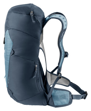 Deuter AC Lite 24 in Atlantic Ink, side view with phone pocket and padded shoulder strap