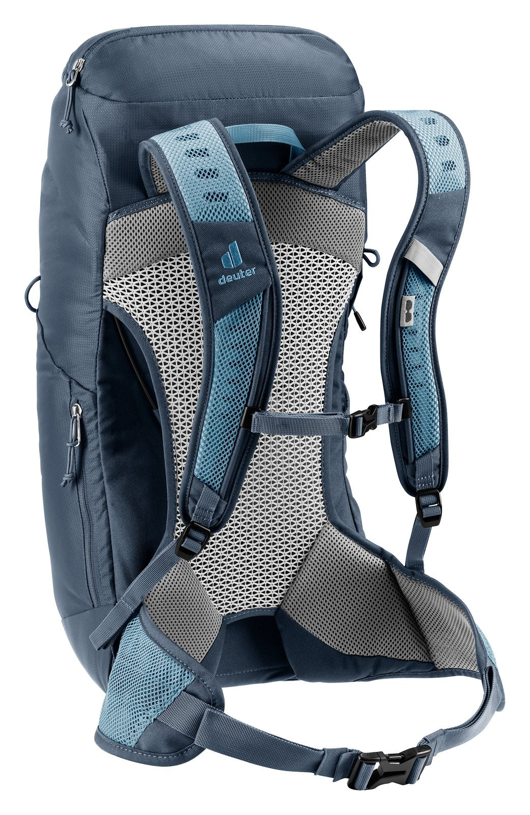 Deuter AC Lite 24 in Atlantic Ink, rear three-quarter view of the harness