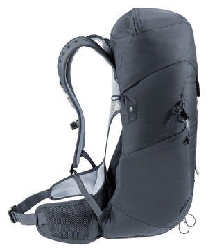 Deuter AC Lite 24 in Black, side profile showing the air gap between mesh back and pack body