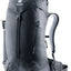 Deuter AC Lite 24 hiking daypack in Black, front three-quarter view with lid and side mesh pocket