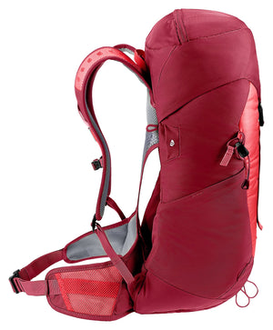Deuter AC Lite 24 in Cherry Masala, side profile of the arched spring steel frame