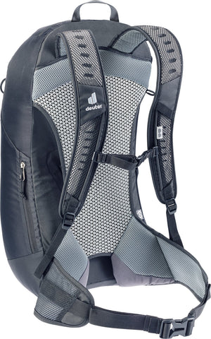 Deuter AC Lite 25 EL rear three-quarter view of the ventilated mesh back and padded hip fins