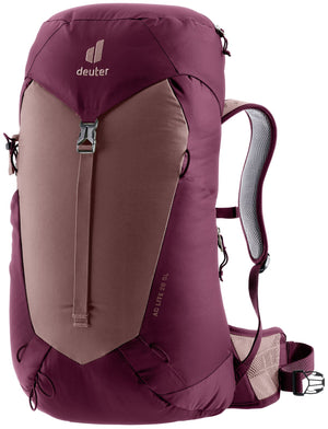 Deuter AC Lite 28 SL in Ashrose Cassis, plum and dusty pink hiking pack, front view