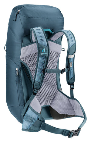 Deuter AC Lite 28 SL in Lagoon Atlantic, rear three-quarter view of the ventilated harness