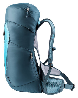 Deuter AC Lite 28 SL in Lagoon Atlantic, side view of the side pocket zip and hip fin