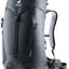 Deuter AC Lite 30 hiking backpack in Black, front three-quarter view with lid and front strap