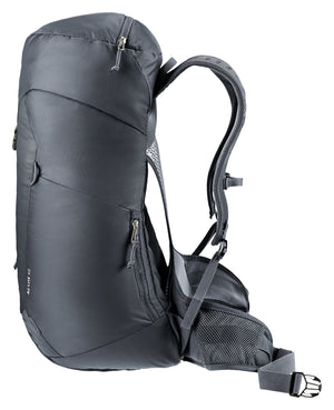 Deuter AC Lite 30 in Black, side view of the side smartphone pocket and hip fin