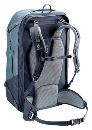 Deuter Access 55 in Atlantic Ink, rear three-quarter view of the harness and grab handle