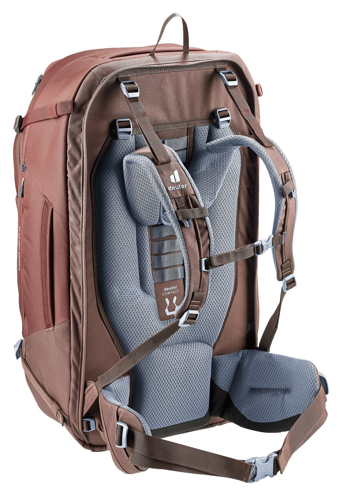 Deuter Access Pro 60 SL in Caspia Raisin, rear three-quarter view of the women's fit harness