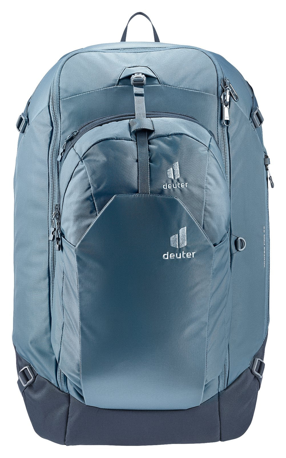 Deuter Access Pro 65 in Atlantic Ink with the daypack removed, front view