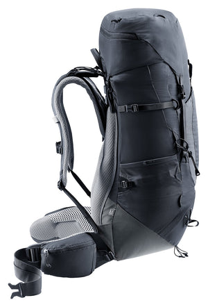 Side profile of the Deuter Aircontact Lite 35 + 10 SL in Black Graphite with compression straps