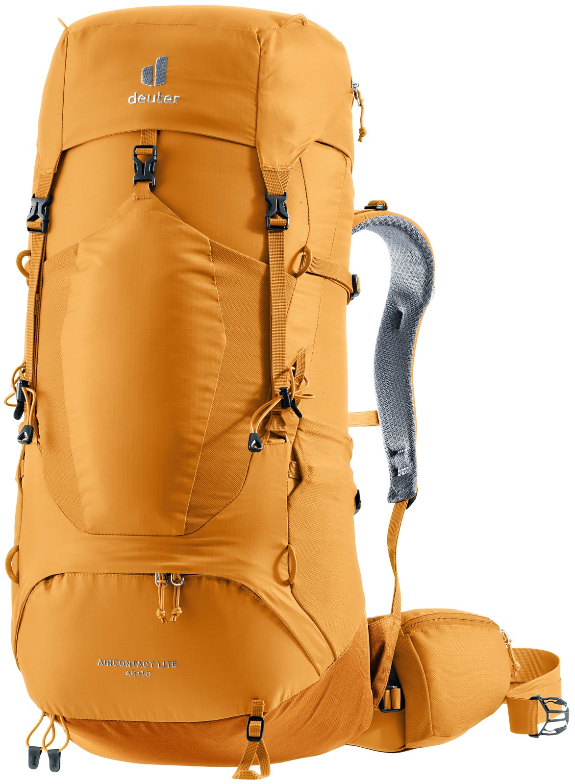 Deuter Aircontact Lite 40 + 10 in Amber Maple, orange trekking pack, front view