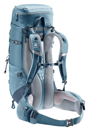 Deuter Aircontact Lite 40 + 10 in Atlantic Ink, rear three-quarter view of the harness