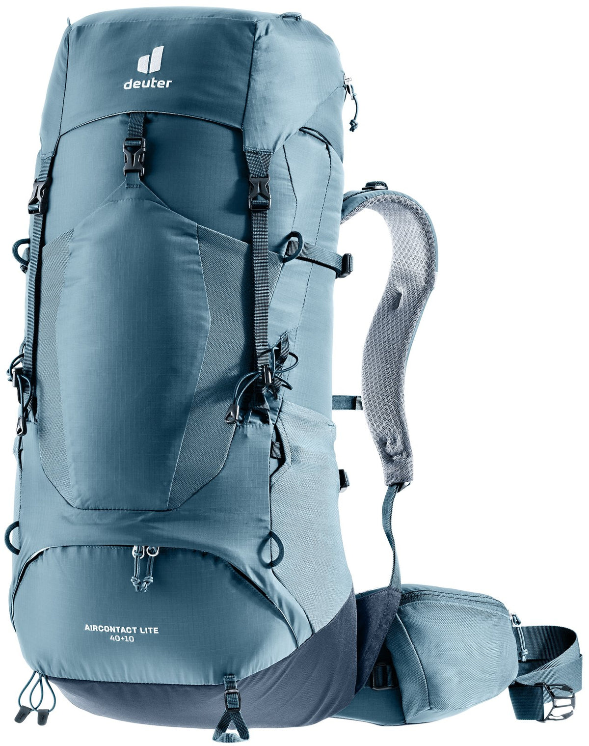 Deuter Aircontact Lite 40 + 10 trekking backpack in Atlantic Ink, front three-quarter view