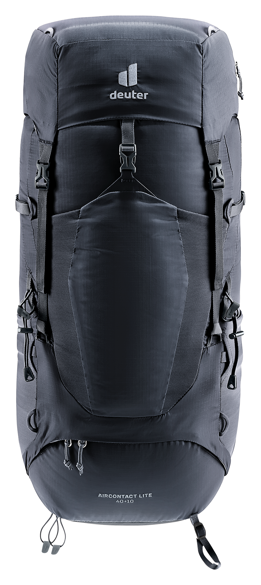 Deuter Aircontact Lite 40 + 10 in Black Graphite, straight-on front view