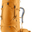 Deuter Aircontact Lite 50 + 10 in Amber Maple, bright orange trekking pack, front three-quarter view
