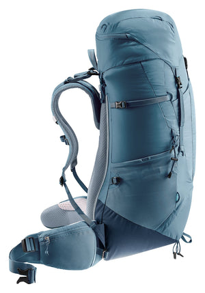 Deuter Aircontact Lite 50 + 10 in Atlantic Ink, side profile with compression straps
