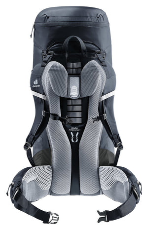 Deuter Aircontact Lite 50 + 10 in Black Graphite from behind, Aircontact back pads and hip belt
