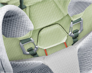 Close-up of the Clip & Loop back length adjustment on the Deuter Aircontact Ultra 35+5 SL