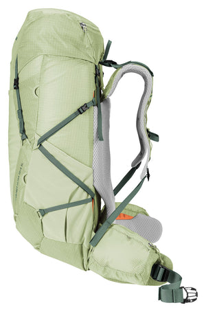 Deuter Aircontact Ultra 35+5 SL in Mineral Ivy, side view with mesh side pocket