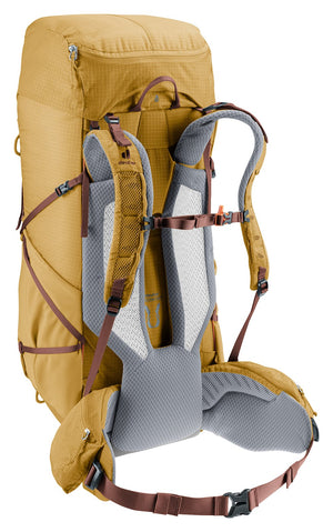 Deuter Aircontact Ultra 50+5 rear three-quarter view of the Active Fit harness and hip belt