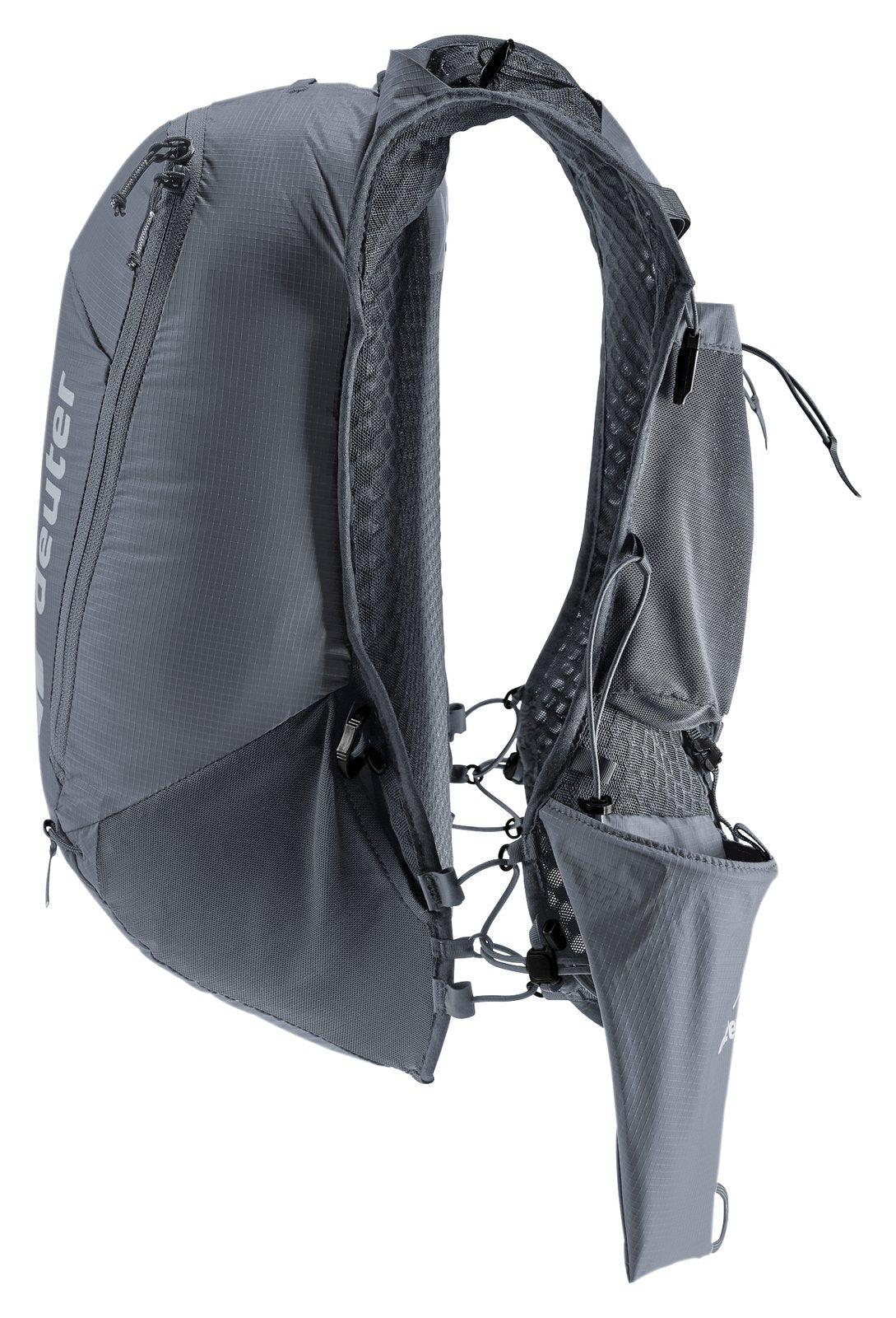 Deuter Ascender 13 in Black, rear three-quarter view of the strap pockets