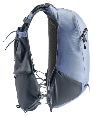 Side profile of the Deuter Ascender 13 in Polar showing the slim body and vest straps