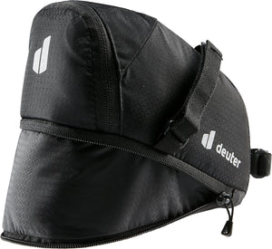 Close-up of the Deuter Bike Bag 1.1 + 0.3 showing its strap and zipped expansion