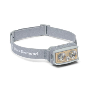 Black Diamond Storm+ 750 headlamp in Pewter grey with gold-tinted lens window